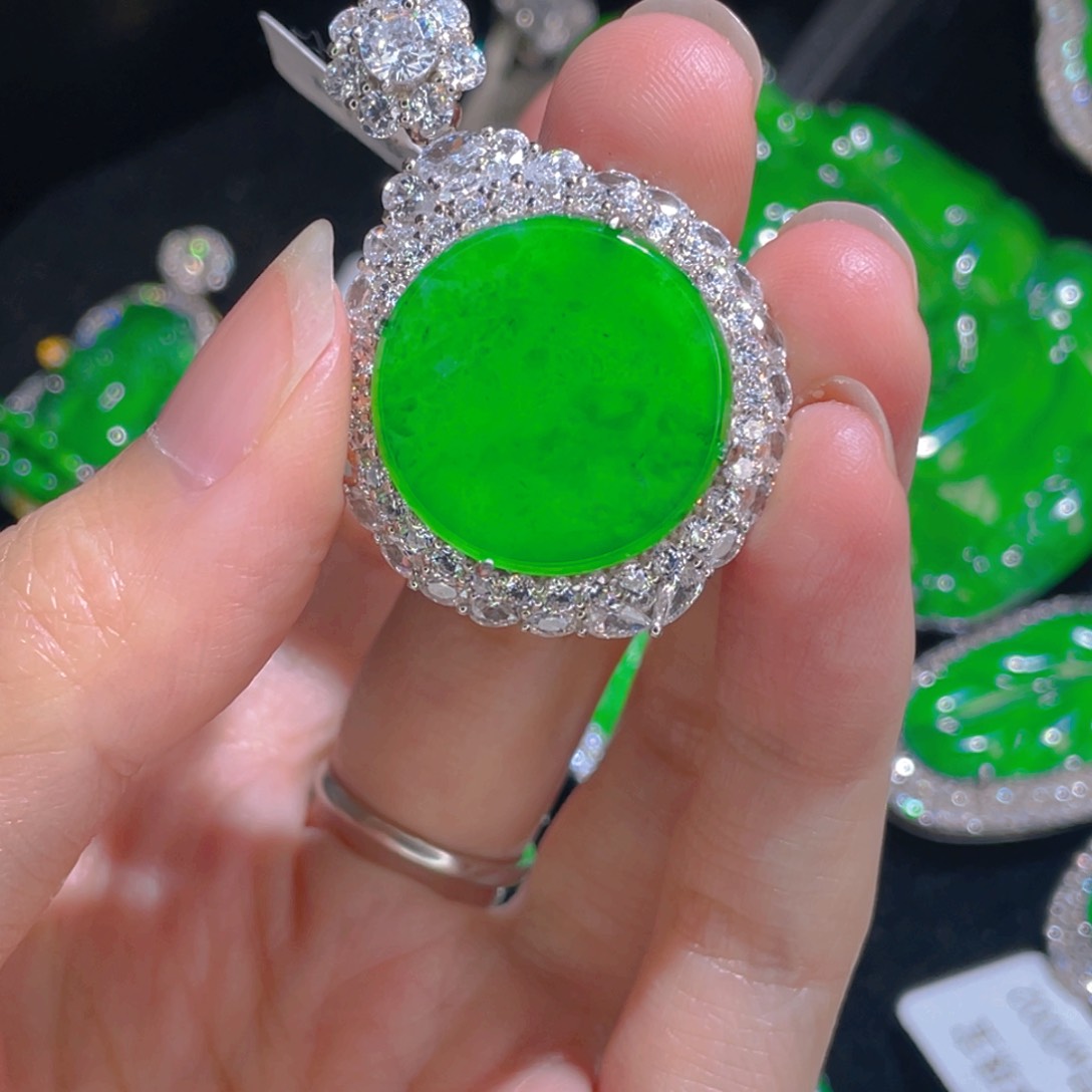 翡翠吊坠(不含链)银S925镶嵌