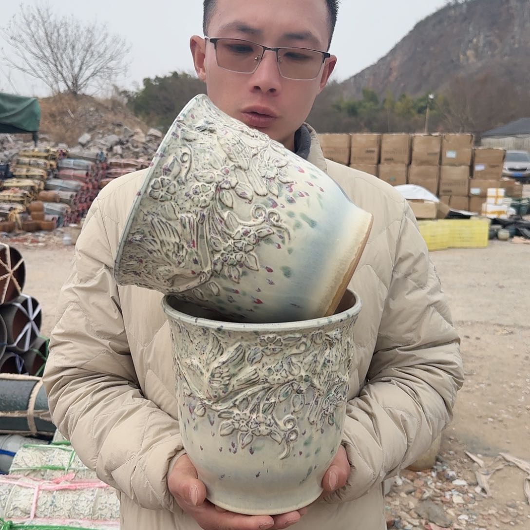 紫砂花盆口20高20（小鸟新款彩色两个