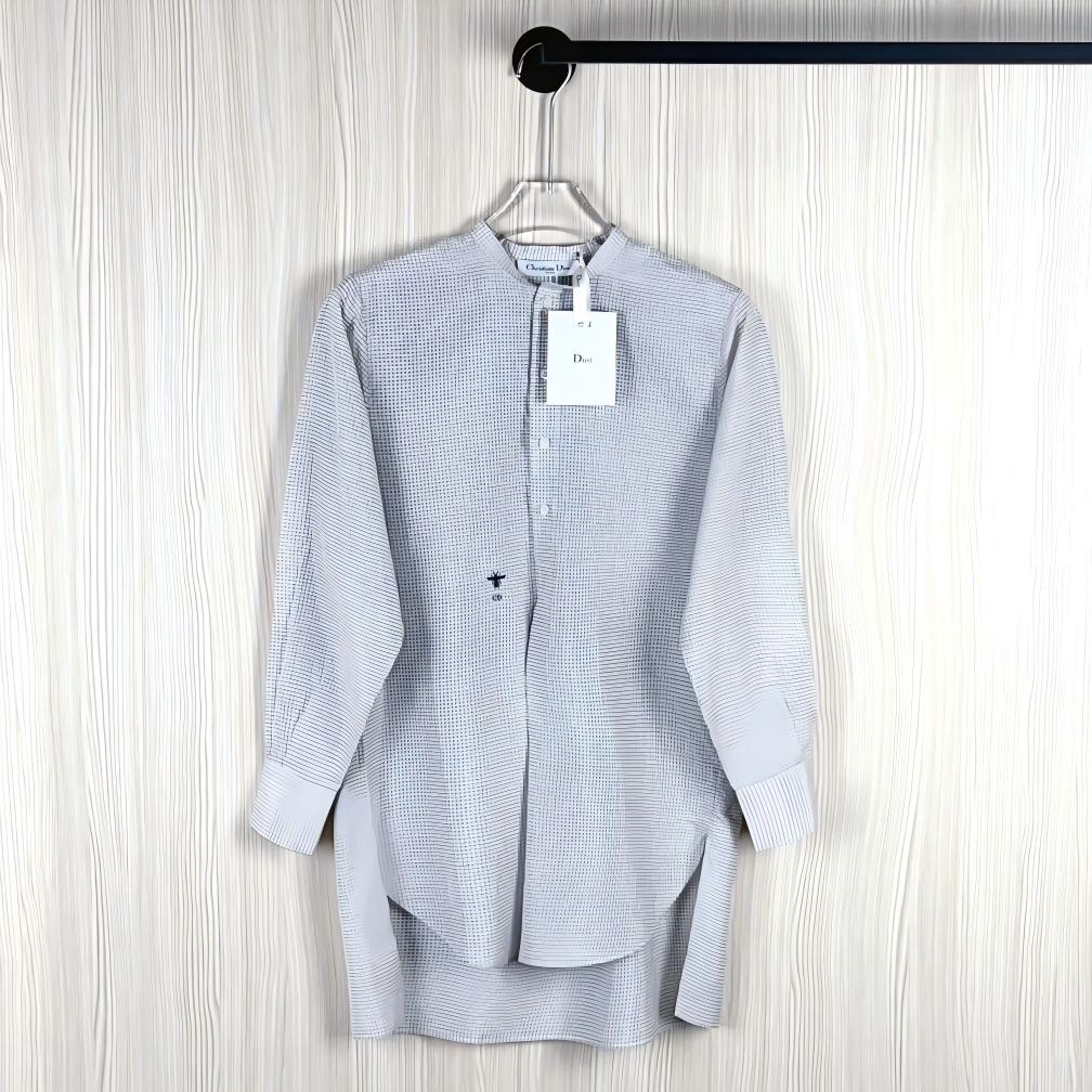未使用 DIOR/迪奥 Dior经典千鸟格蓝色衬衫裙34码/GZ114