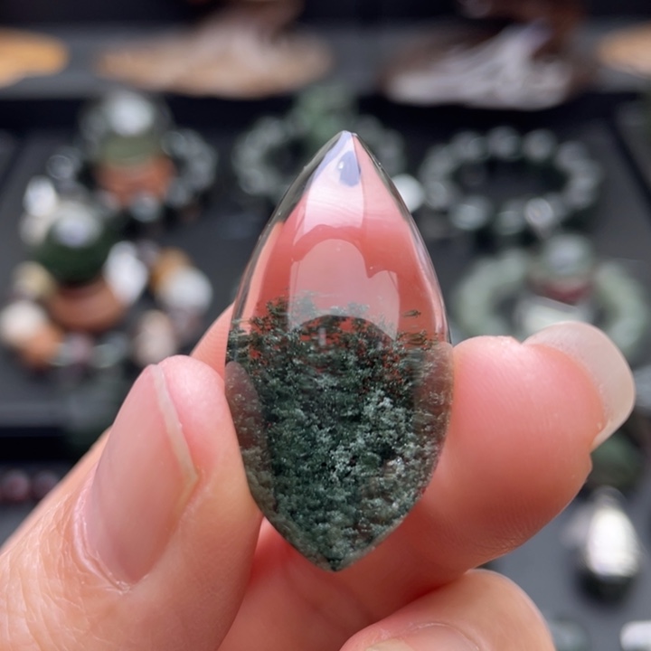 水晶未镶嵌颈饰绿幽灵聚宝盆吊坠