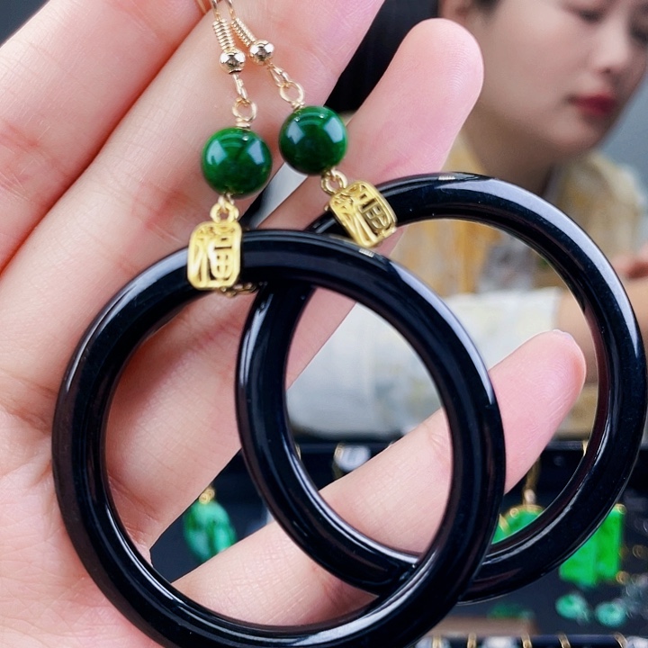 翡翠未镶嵌耳饰饰品