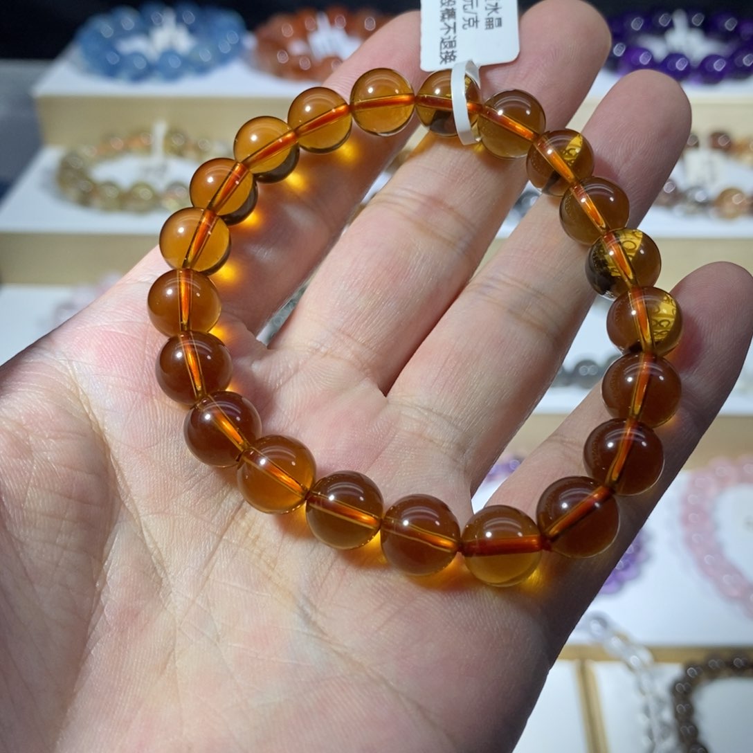 水晶手链未镶嵌金红料黄水晶9.5mm