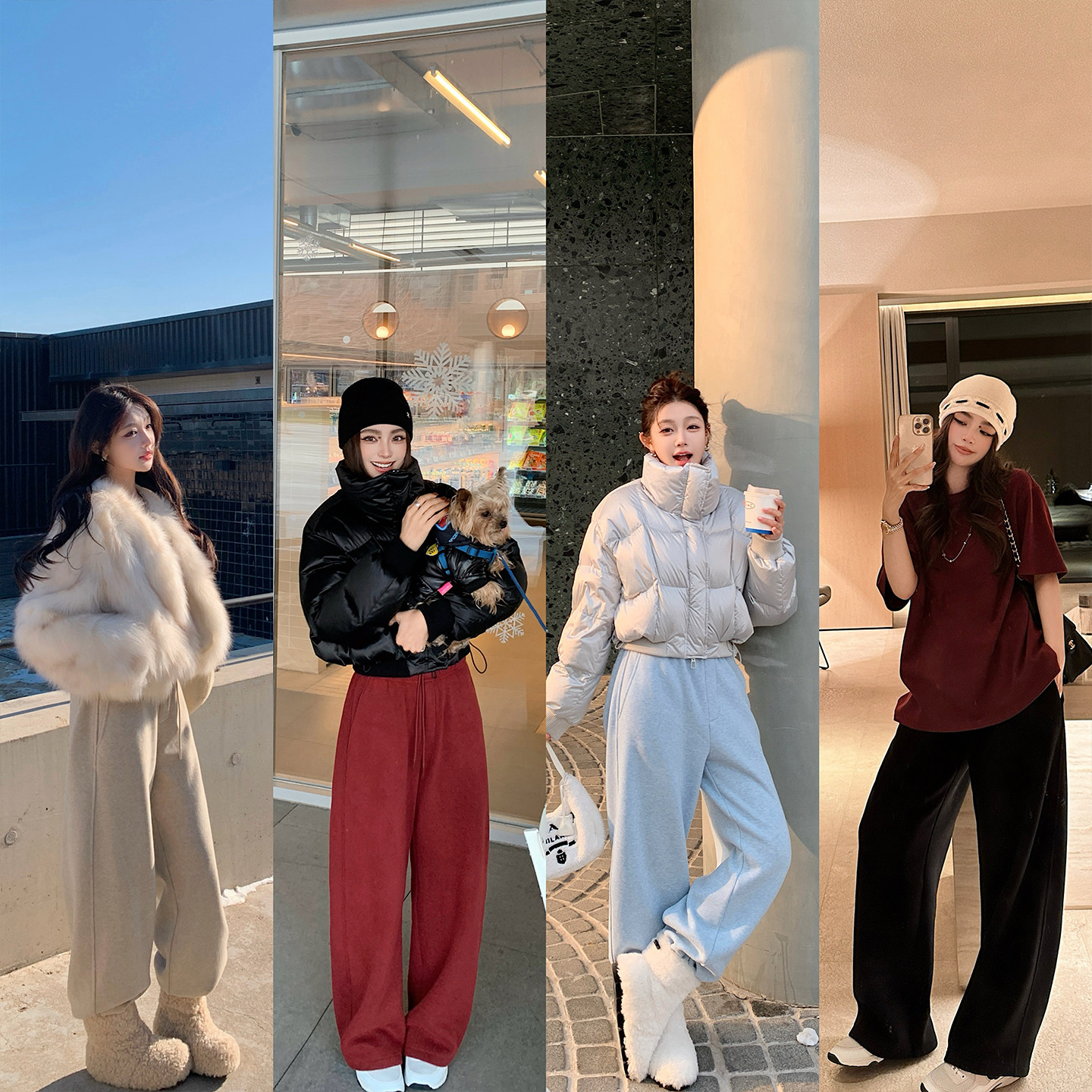 “奶糯暖冬裤"厚绒双层复合五分钟出门 软糯云朵感糯米绒-休闲裤