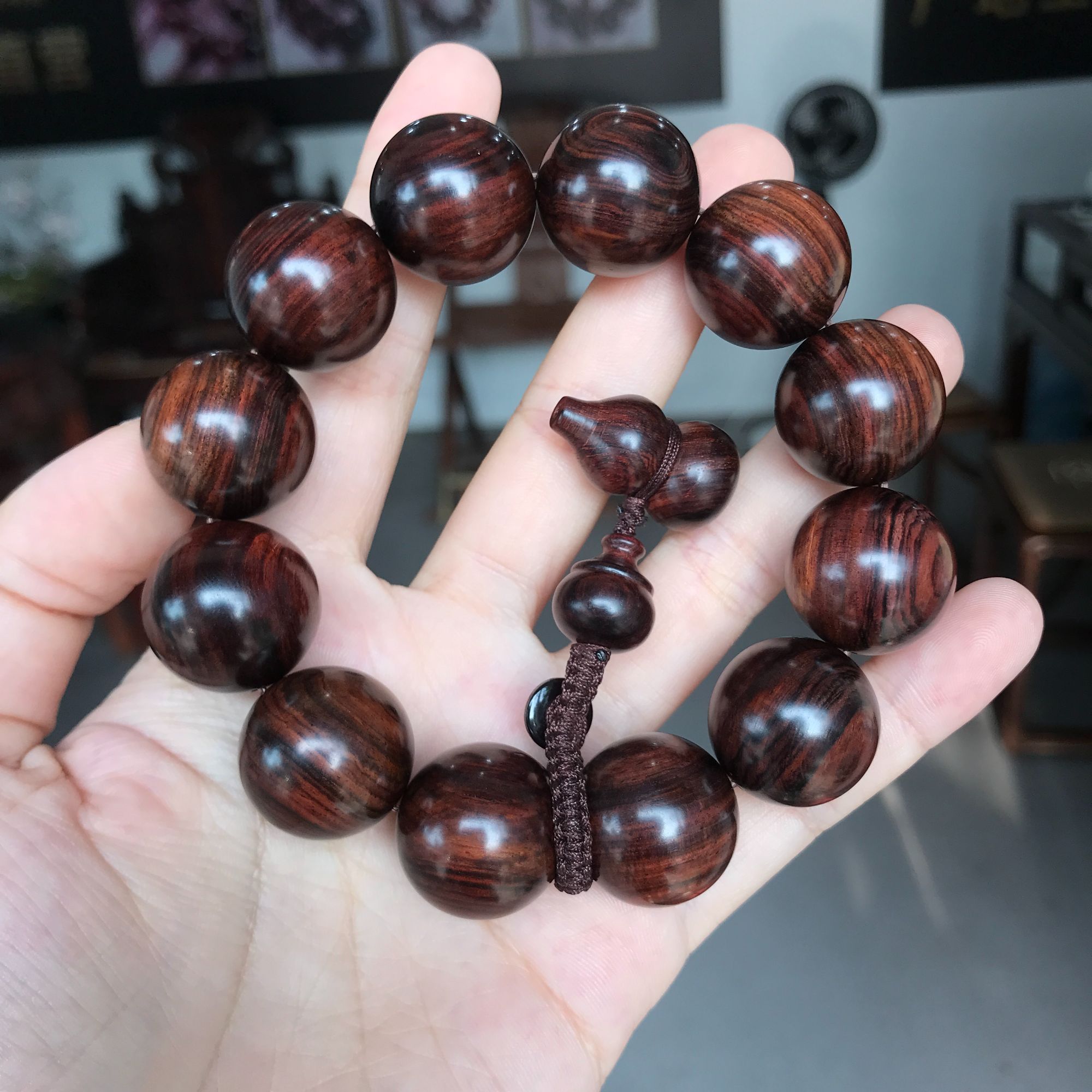 【浮生甄选】海南黄花梨紫油梨多彩光线2.0手串FS566