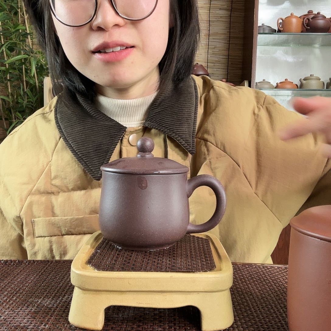 紫砂茶杯原矿大水潭深井紫泥小龙蛋办公杯没礼盒300CC