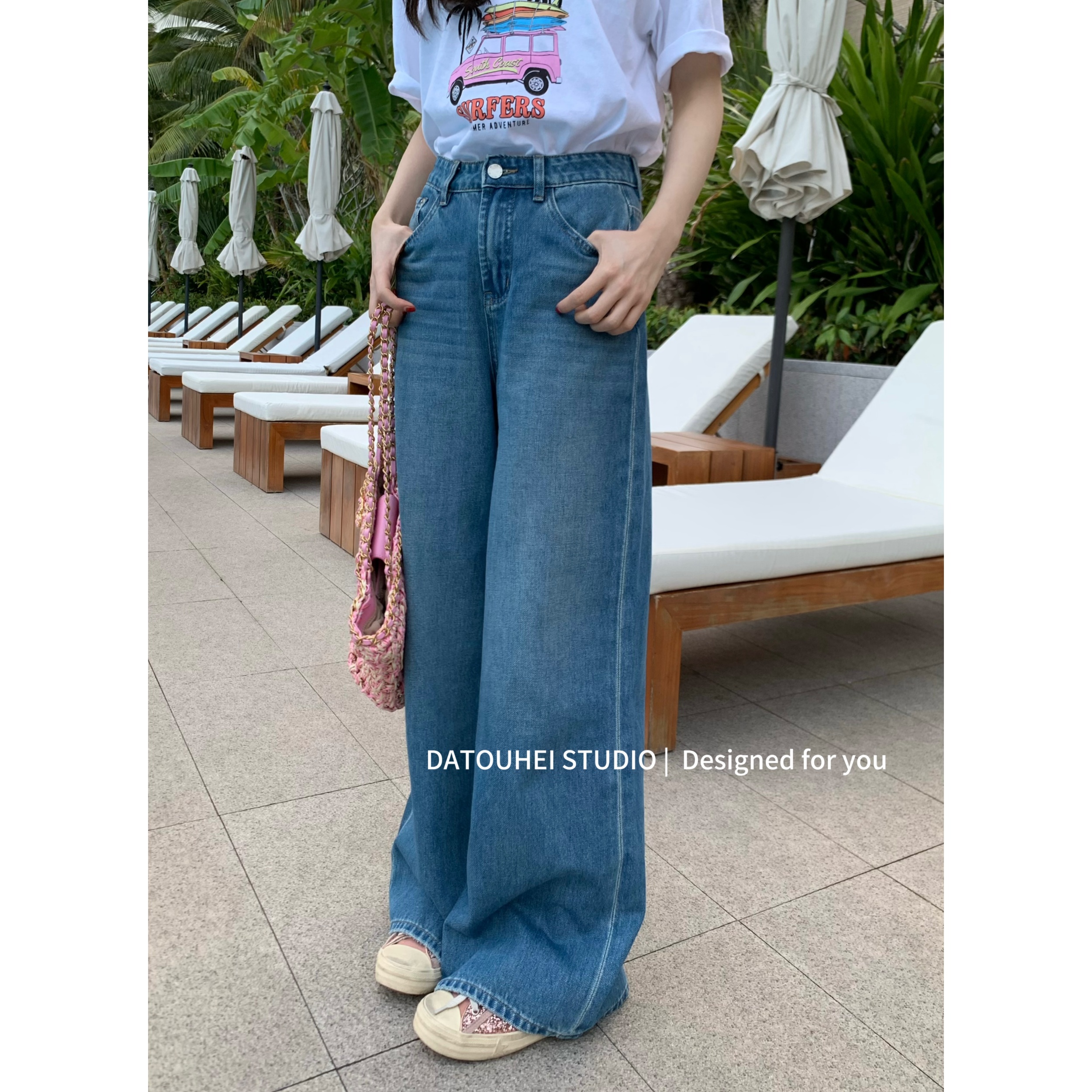 大头黑STUDIO【赛派公路】2025女春时尚百搭直筒牛仔裤D225X00839