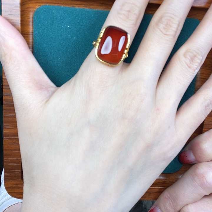 血珀戒指银S925镶嵌戒指