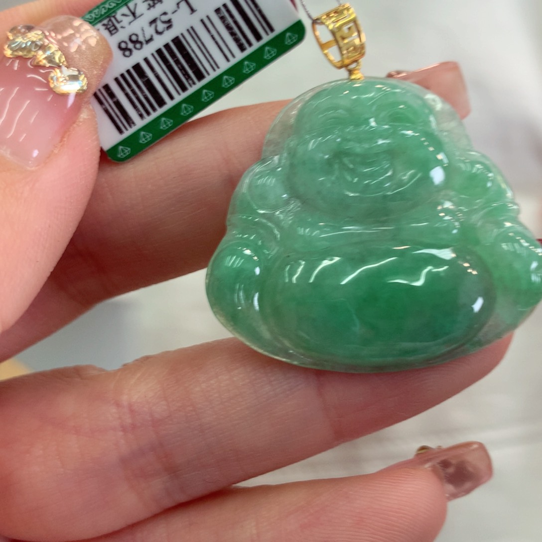 翡翠吊坠(不含链)18K金镶嵌