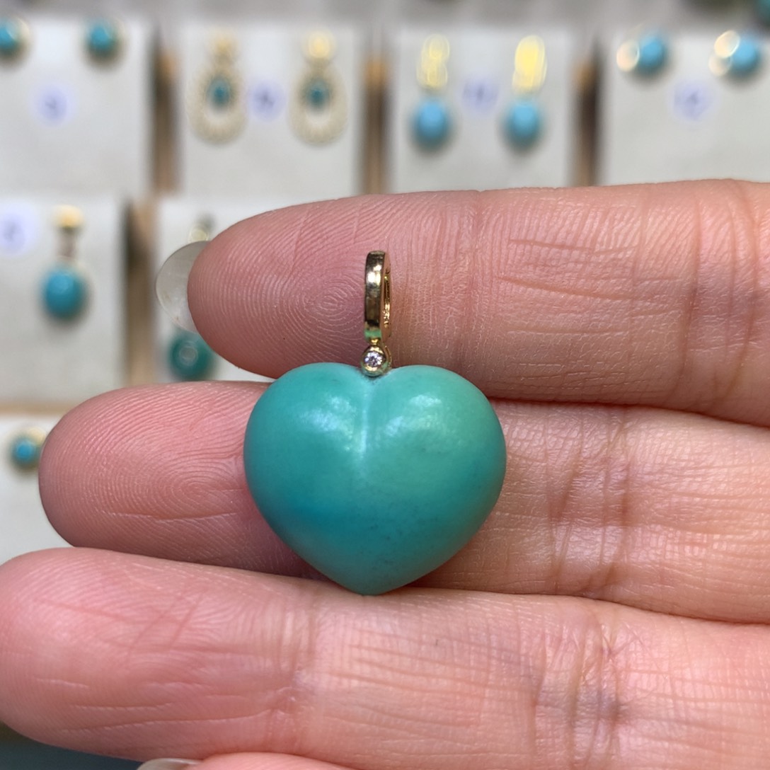 绿松石吊坠18K金镶嵌