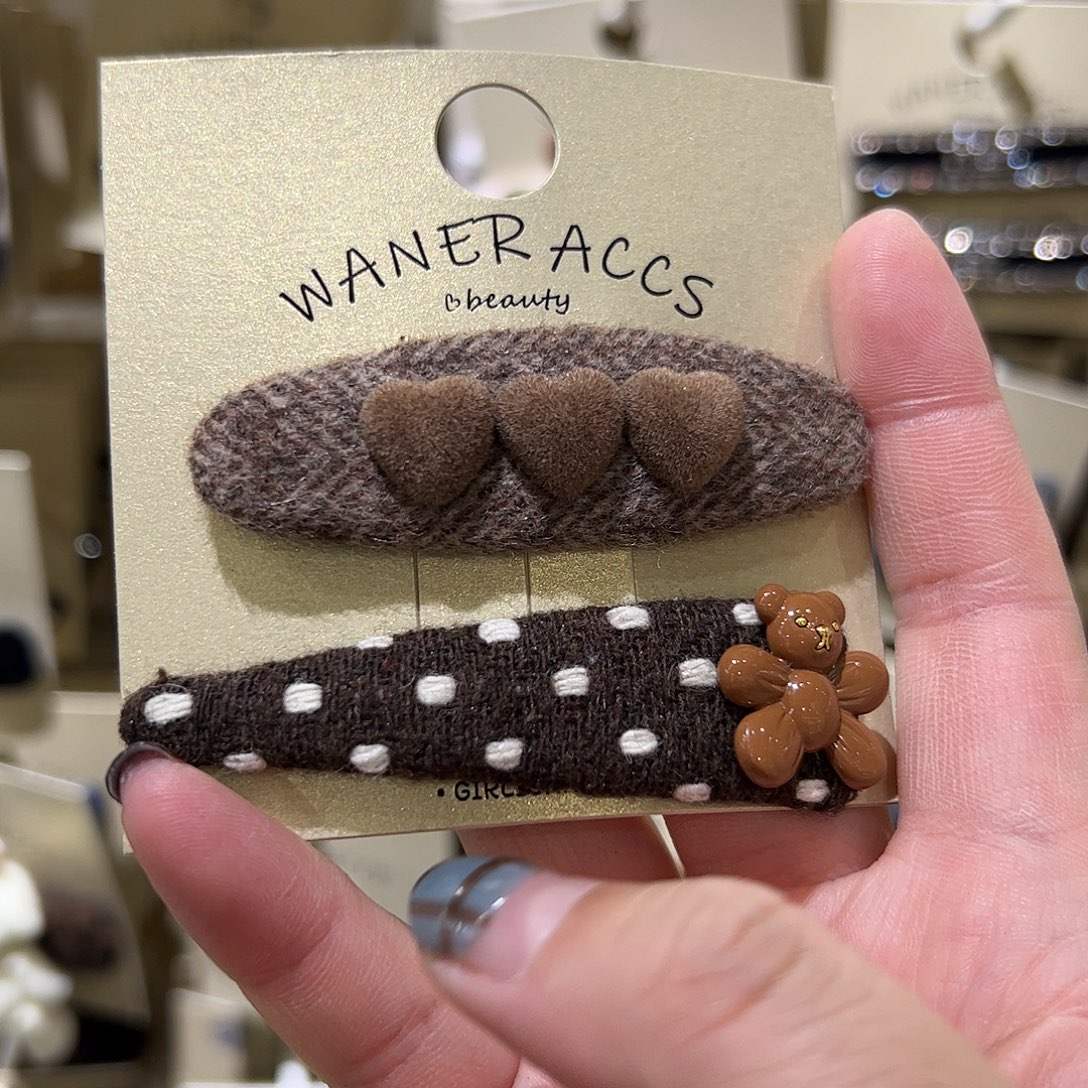 布艺非金属AB小熊拜拜夹