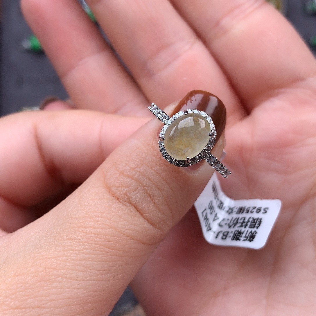糖***喵翡翠银S925镶嵌戒指
