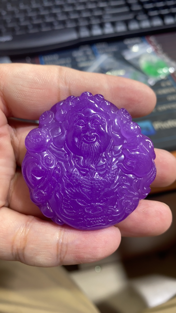 吊39 薰衣草紫财神吊坠