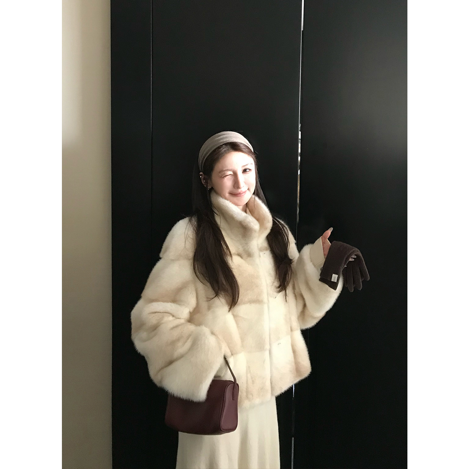 "珍藏貂" 奢贵芬兰进口皇冠级横排十字整貂 100桑蚕真丝水貂外套