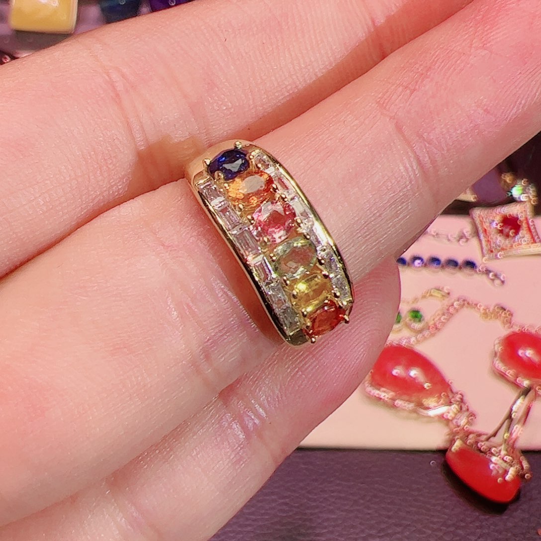 蓝宝石戒指银S925镶嵌