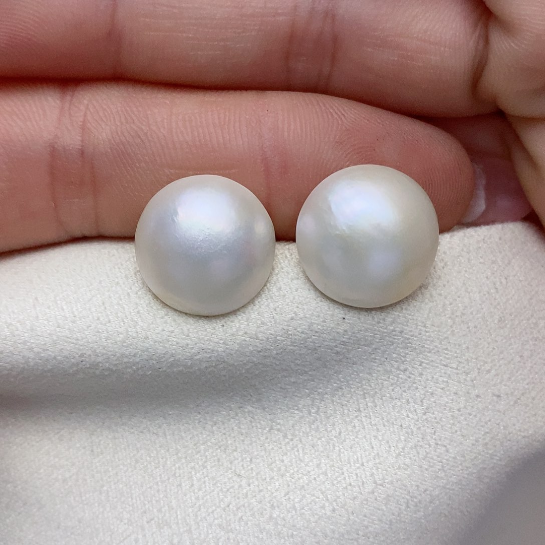 【闪购商品】拼合珍珠（马贝珠）耳饰银S925镶嵌