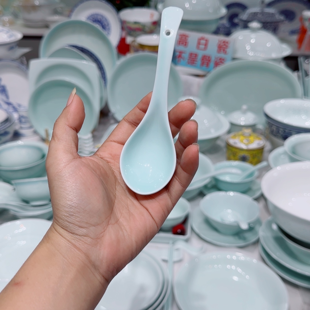 瓷片景德镇高温影青瓷小勺2个