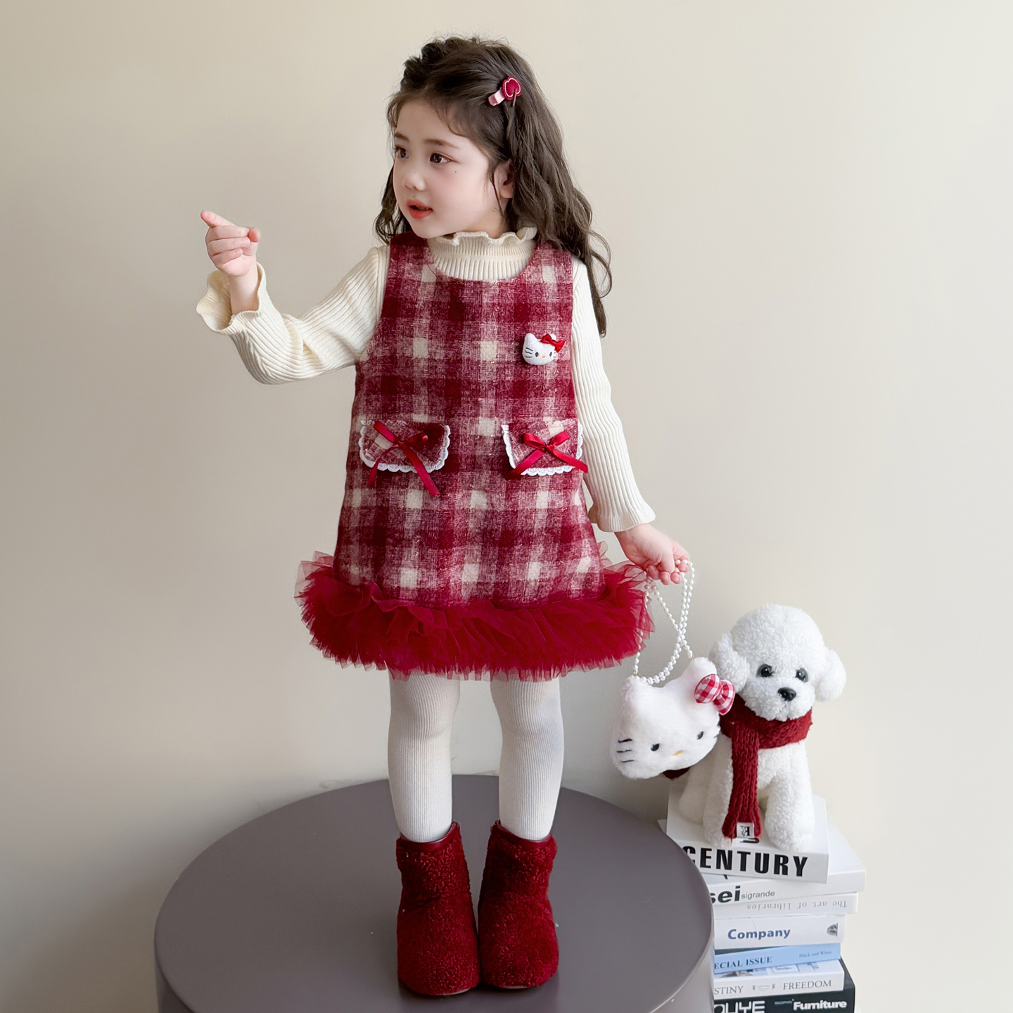 女童冬款连衣裙套装2025新款女宝冬天毛衣背心裙两件套生日裙子