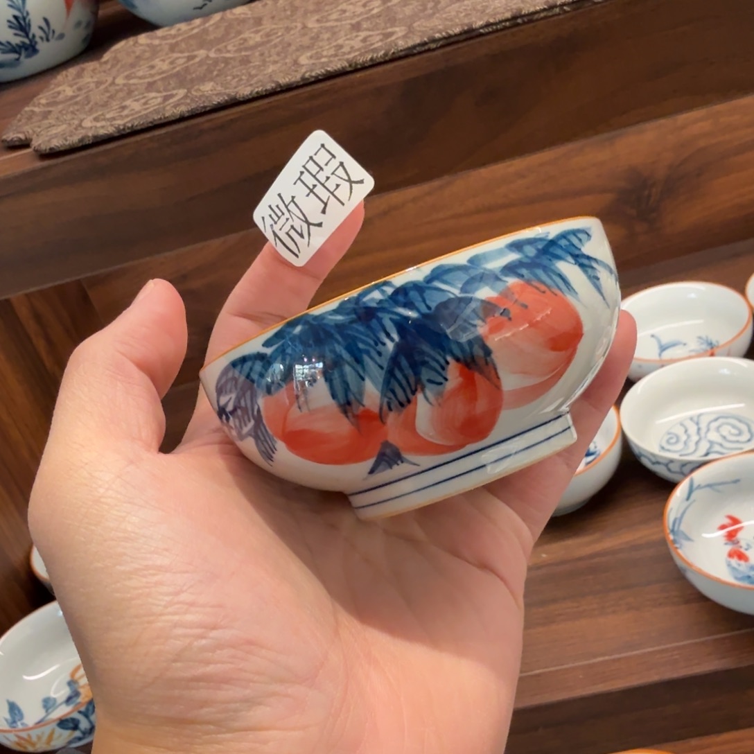 釉下手绘茶具微瑕