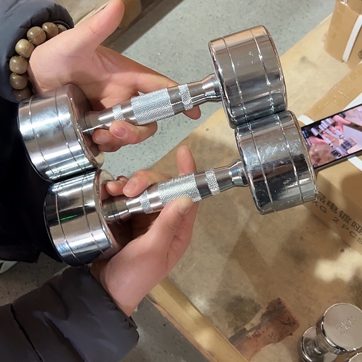 全新电镀纯钢小哑铃5公斤一对