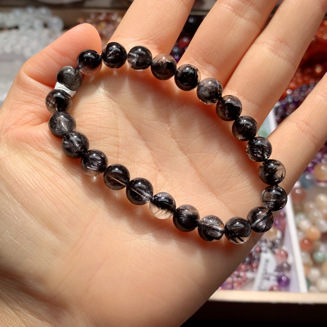 手链未镶嵌水晶黑银钛8