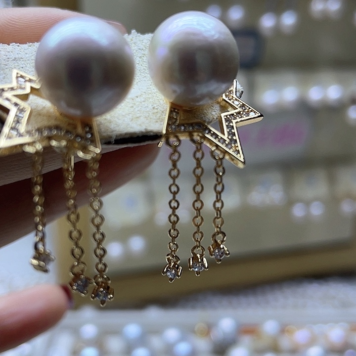 淡水珍珠耳饰银S925镶嵌