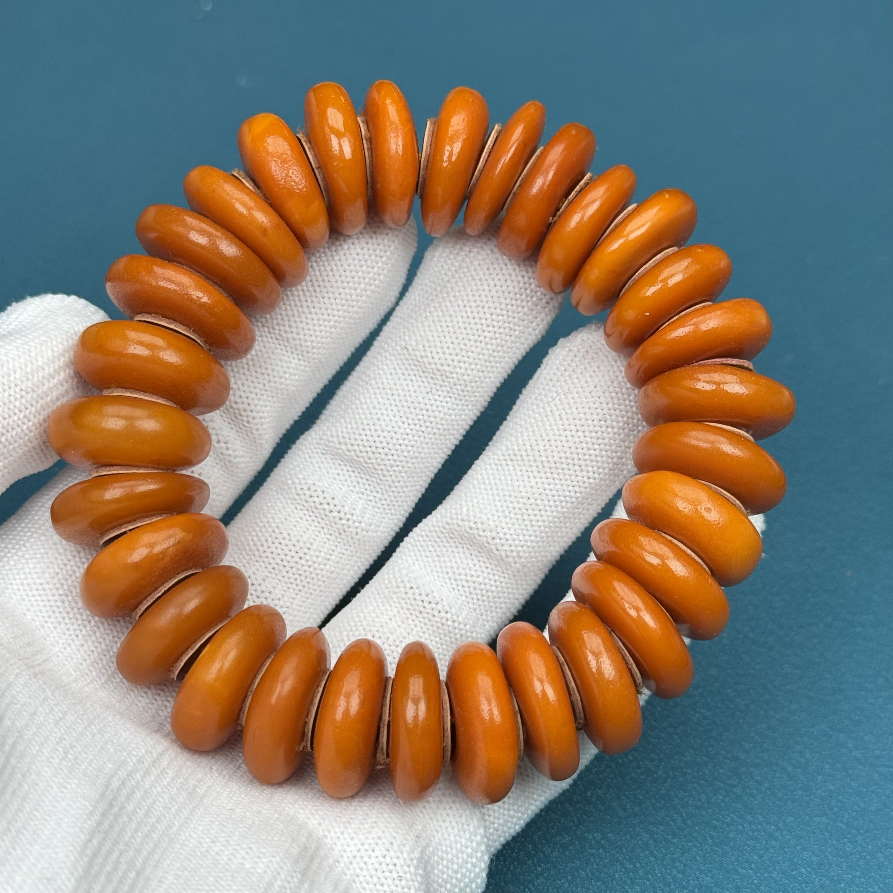 Y1468天然原矿蜜蜡 回流老蜡手串21mm 51克 20克价