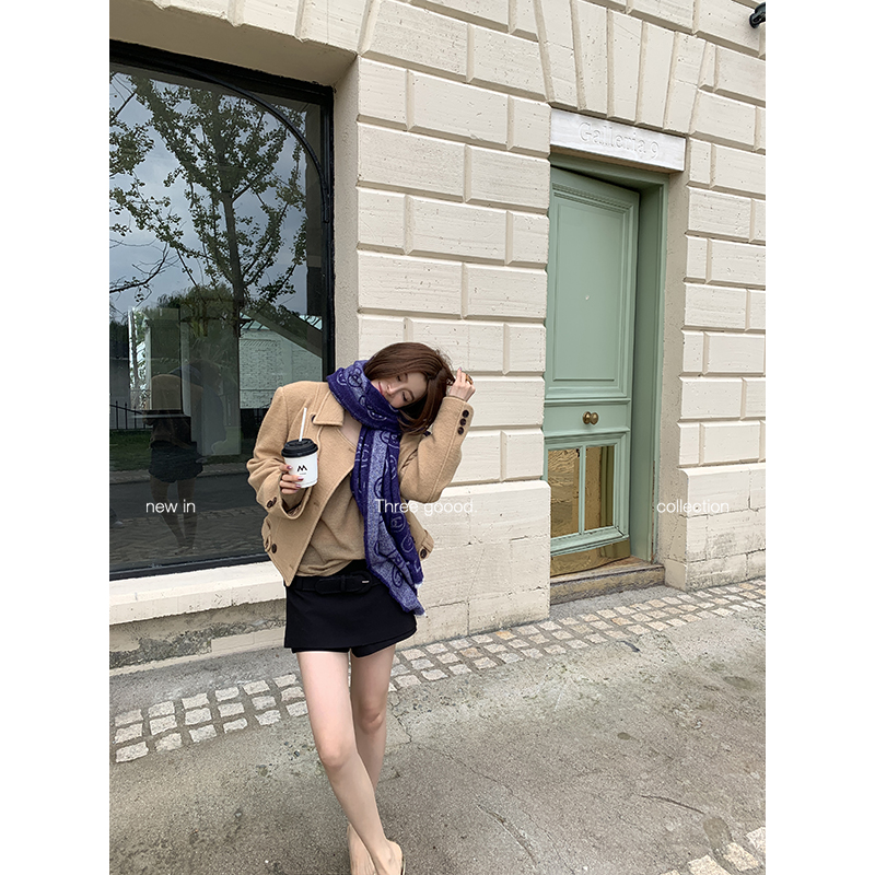 THREE GOOOD/三吉 奥法庄园羊毛短款裙裤复古百搭半裙Y725G17140