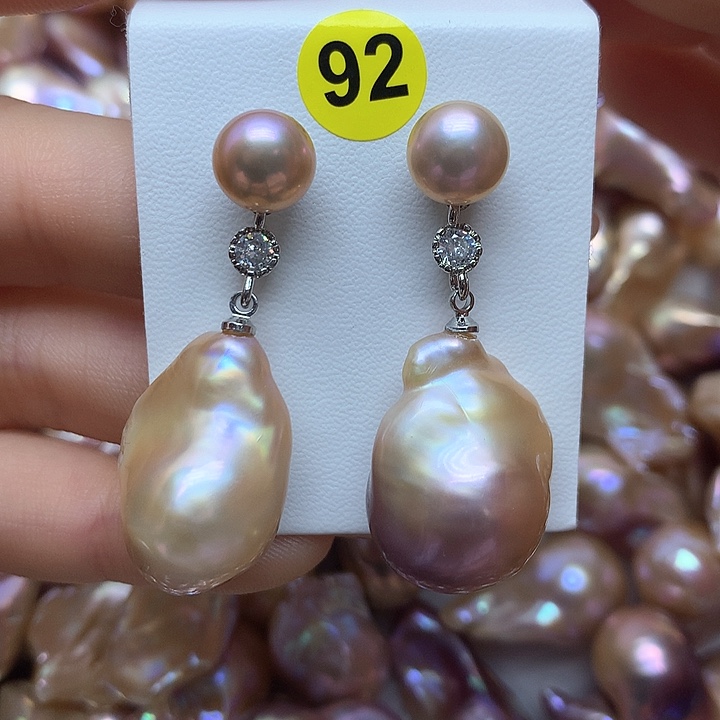 淡水珍珠耳饰银S925镶嵌