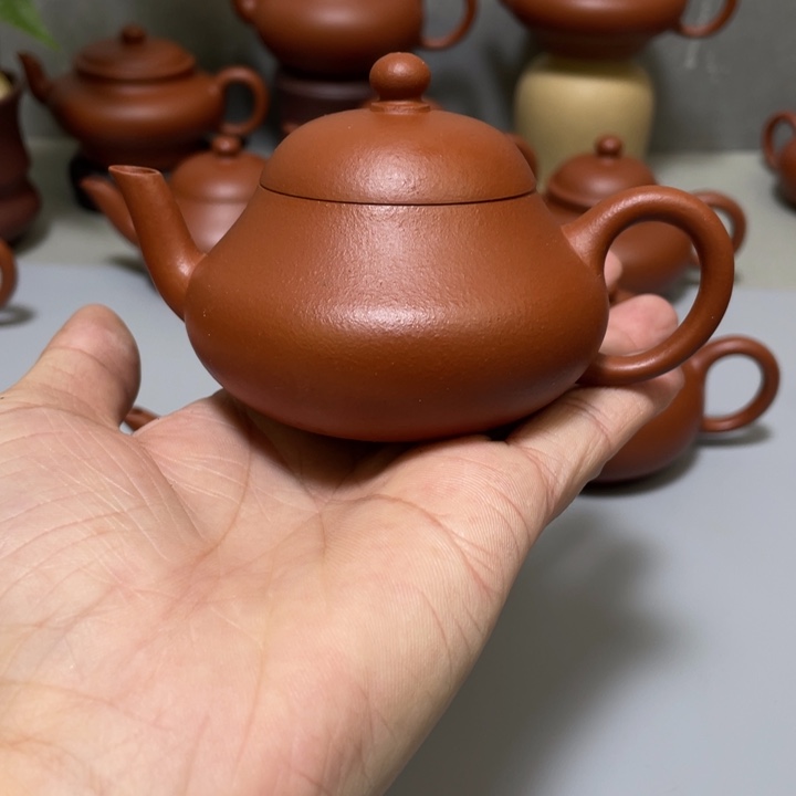 紫砂茶壶生砂生料朱泥若思梨型壶