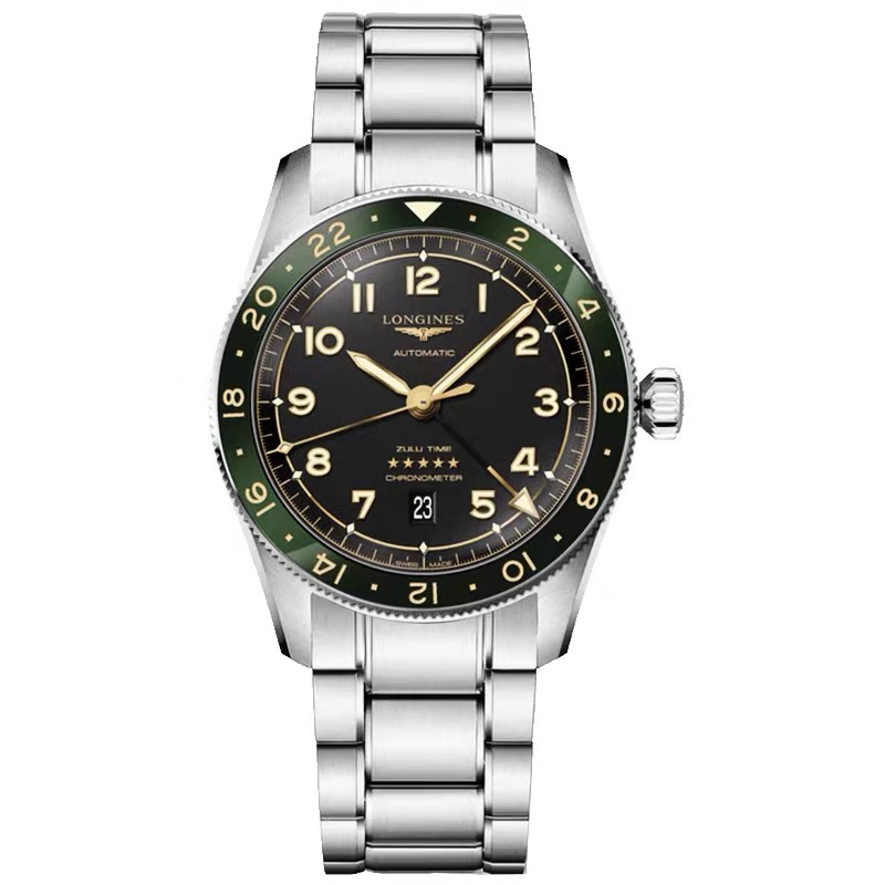 99新 Longines/浪琴 先行者祖鲁时间/绿盘/42mm/全套夜光自动腕表