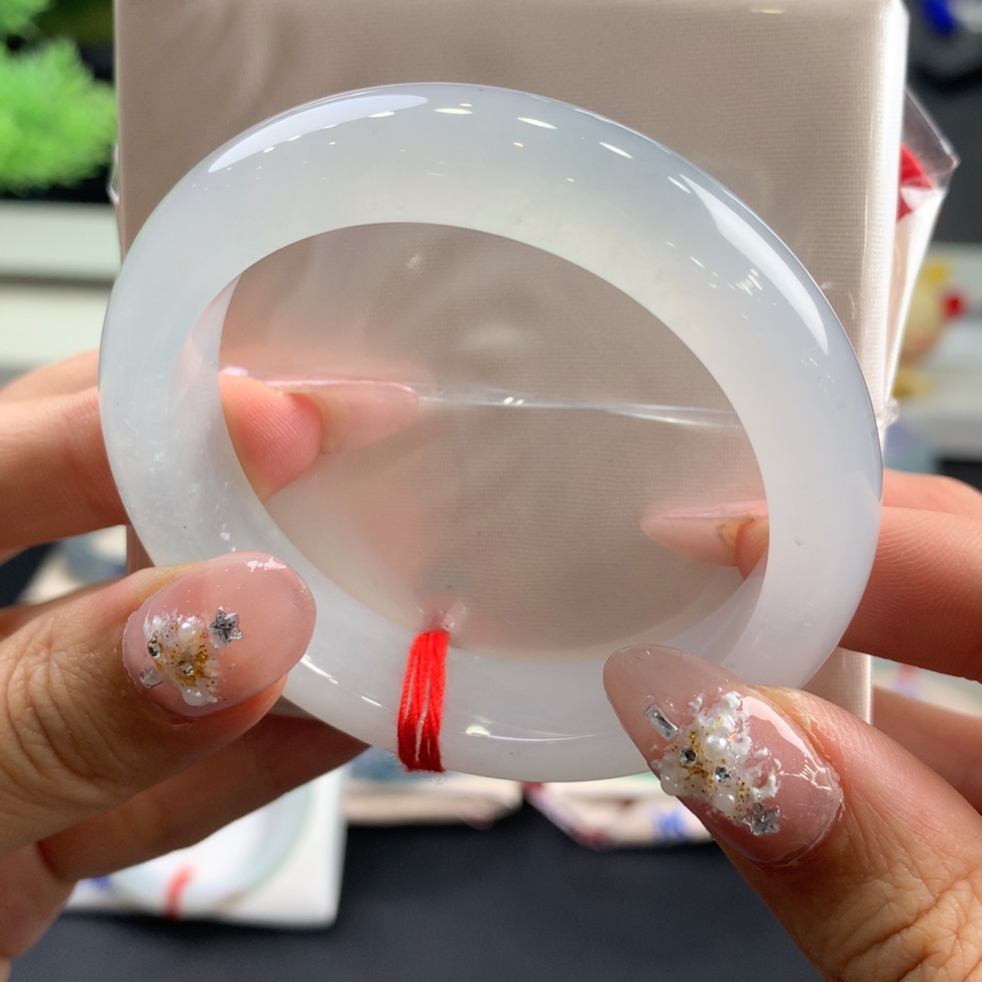 翡翠未镶嵌手镯09号51.5正圈冰胶荔枝肉