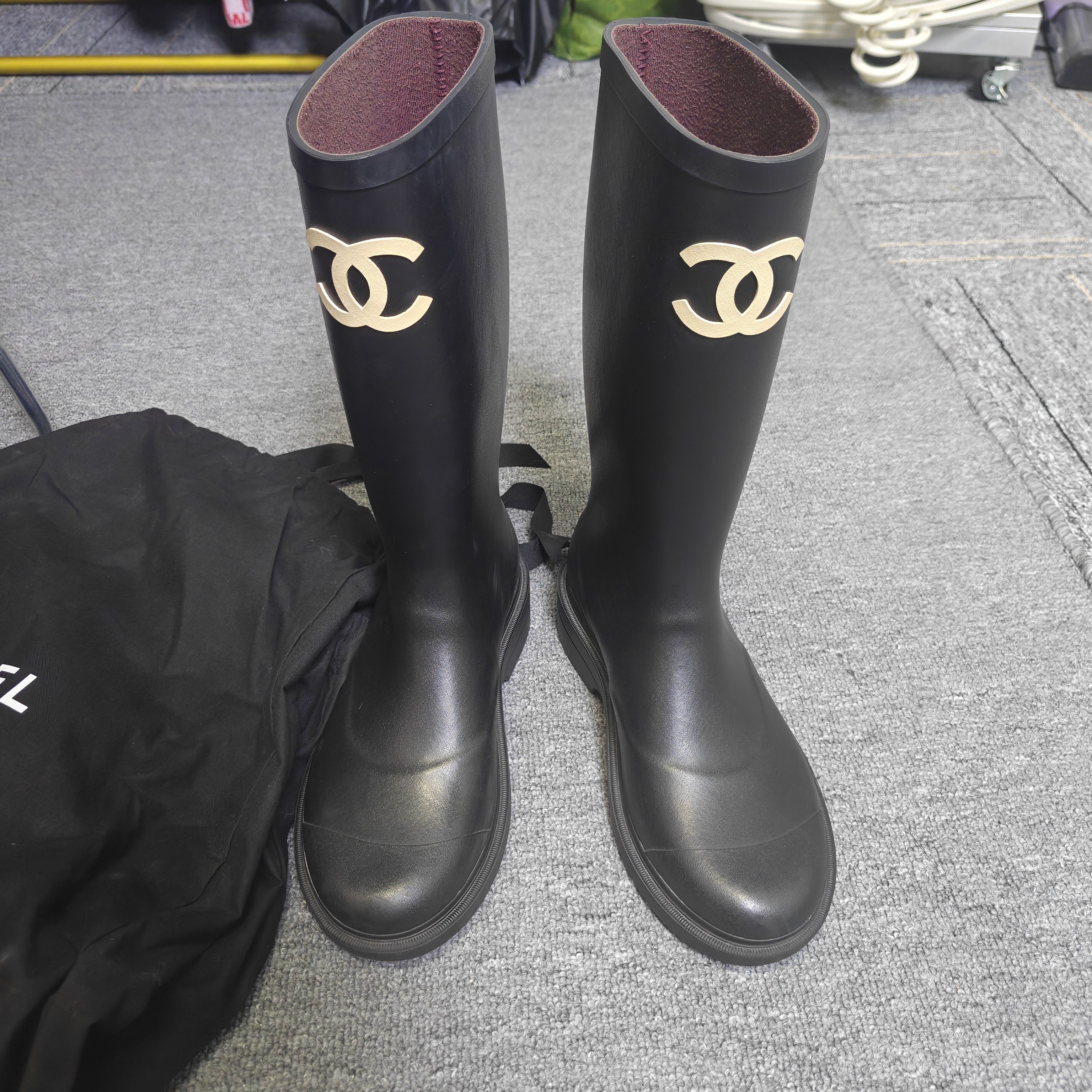 99新 Chanel/香奈儿 双c雨靴/37码