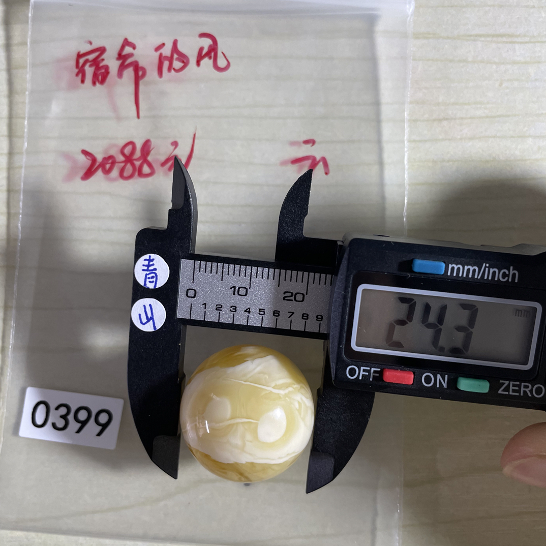 天然原矿琥珀蜜蜡圆珠卡24.3