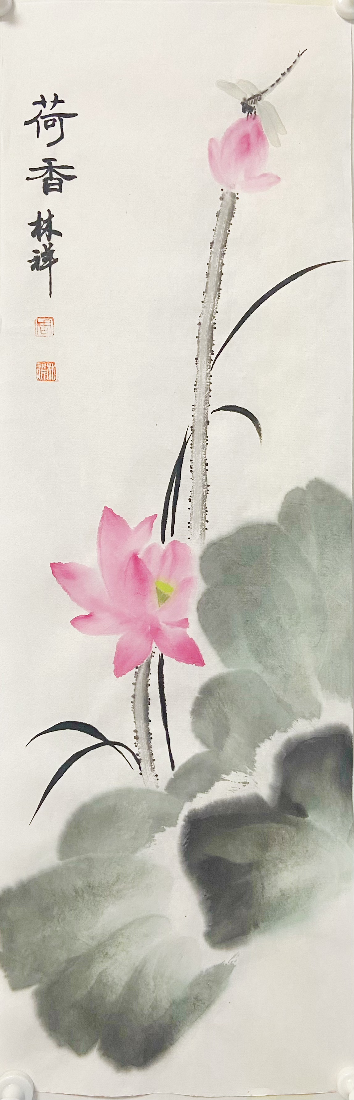 荷花图尺寸70×23厘米