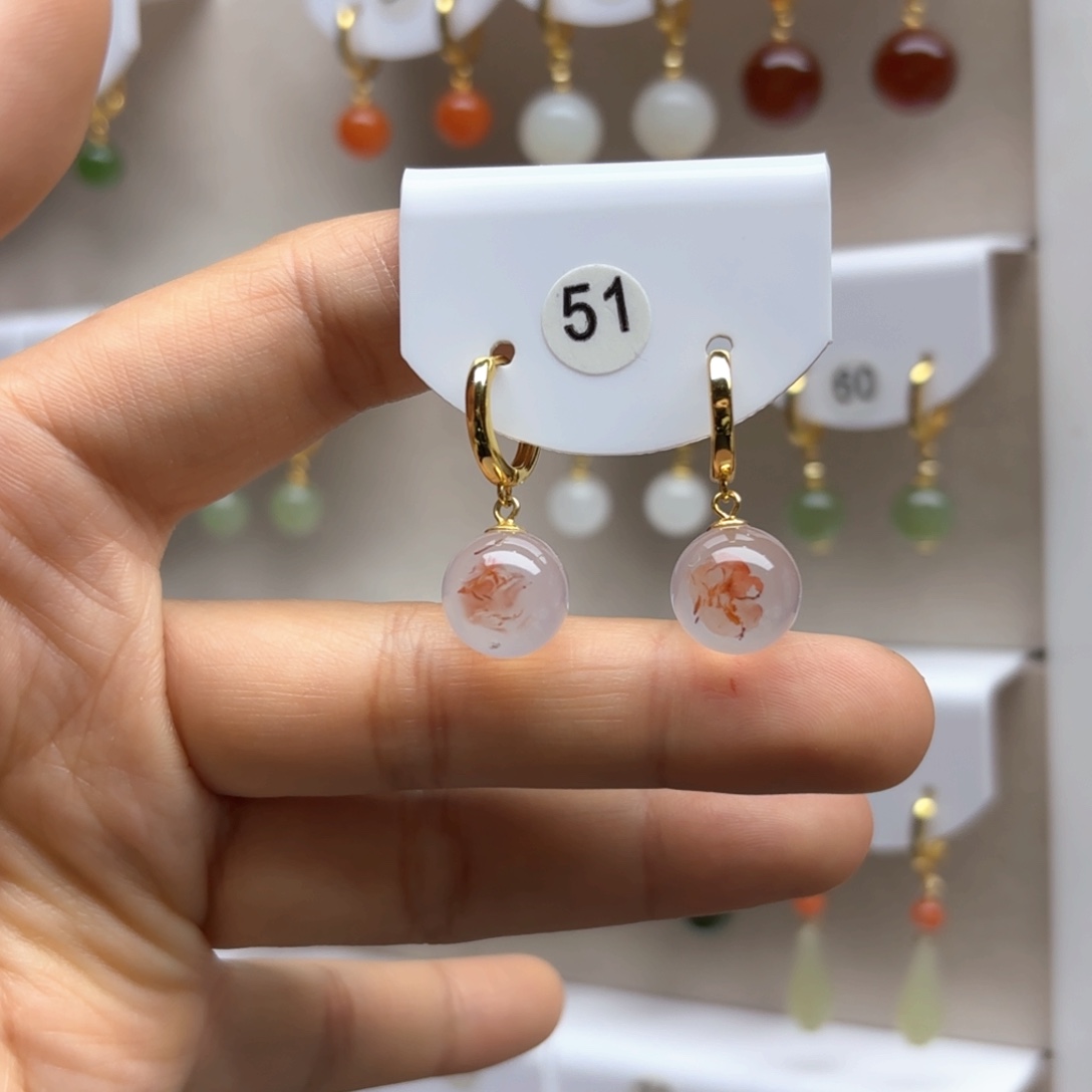 南红玛瑙耳饰银S925镶嵌