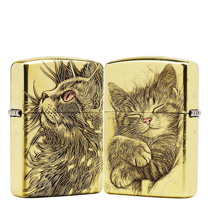 ZIPPO/之宝仰望星空凝视之猫 盔甲打火机 KF-FD