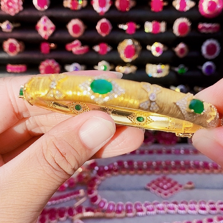 手镯祖母绿银S925镶嵌