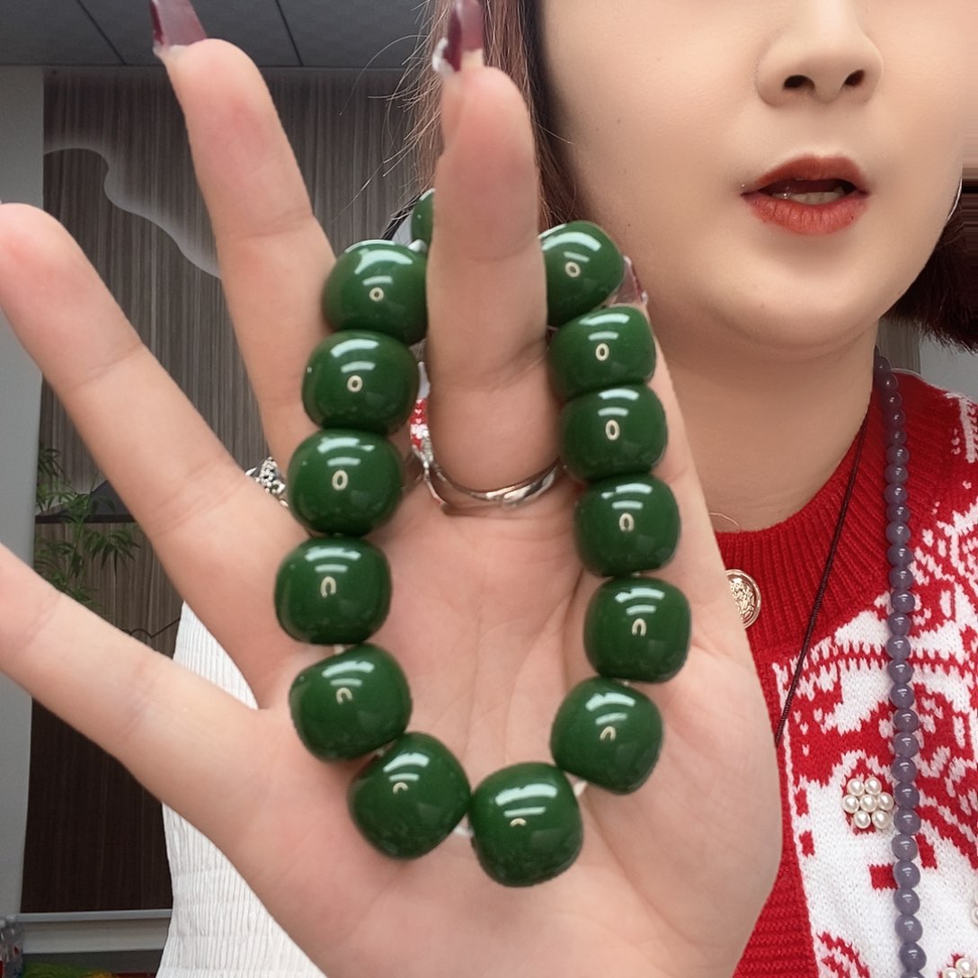 蛇纹石玉手链未镶嵌黑**明