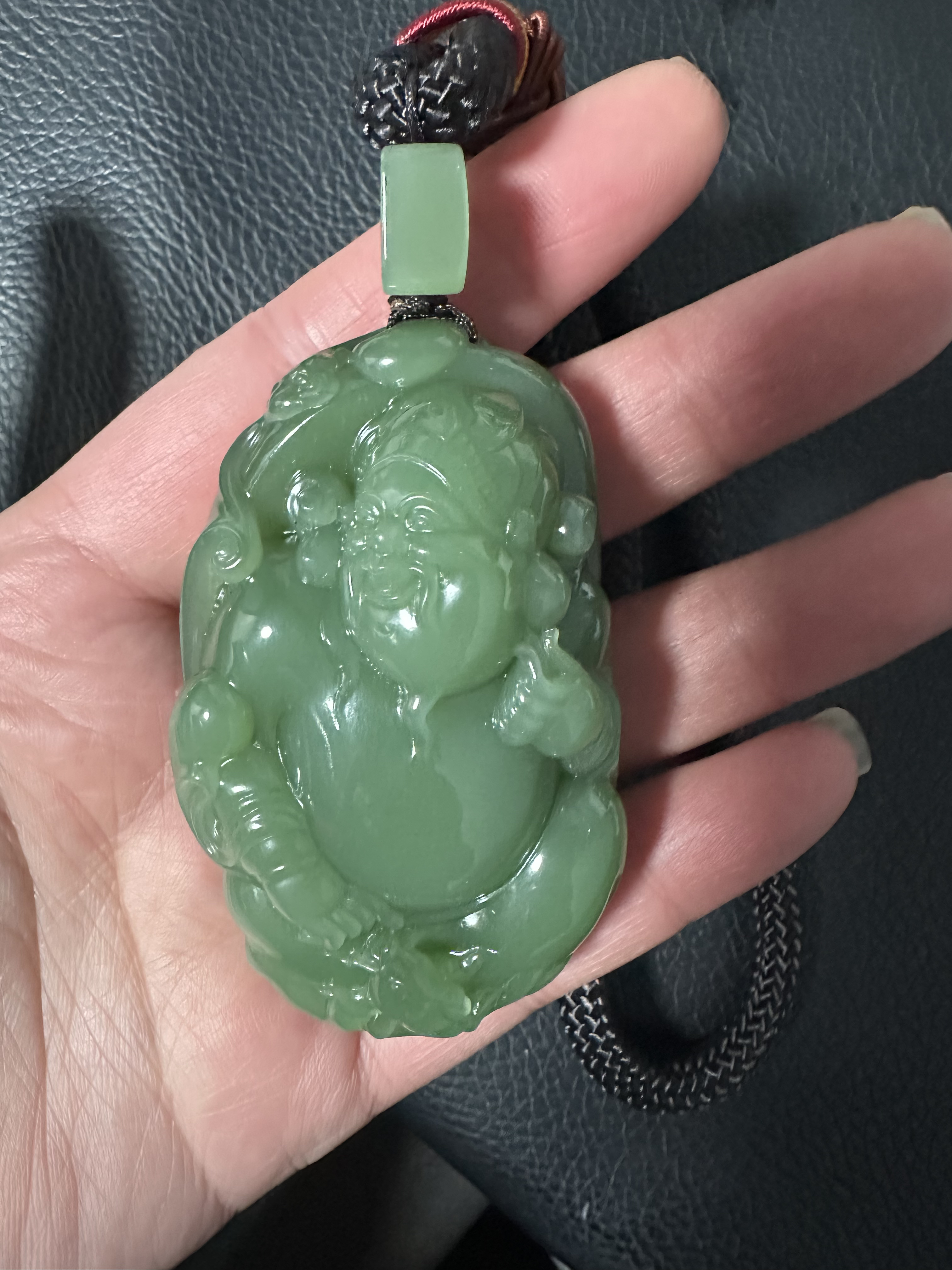 和田玉碧玉财神手把件