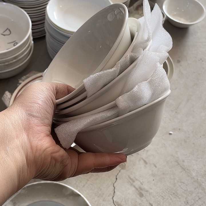 瓷片四厂强化瓷15厘米斗碗6个 微瑕