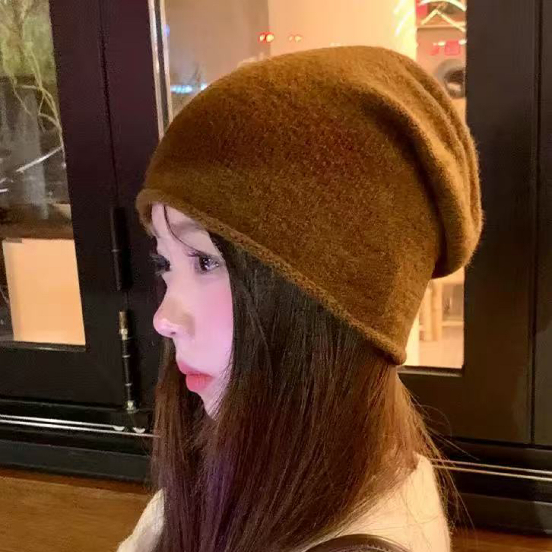 针织卷边堆堆帽女秋冬保暖舒适毛线帽百搭时尚冷帽减龄潮流