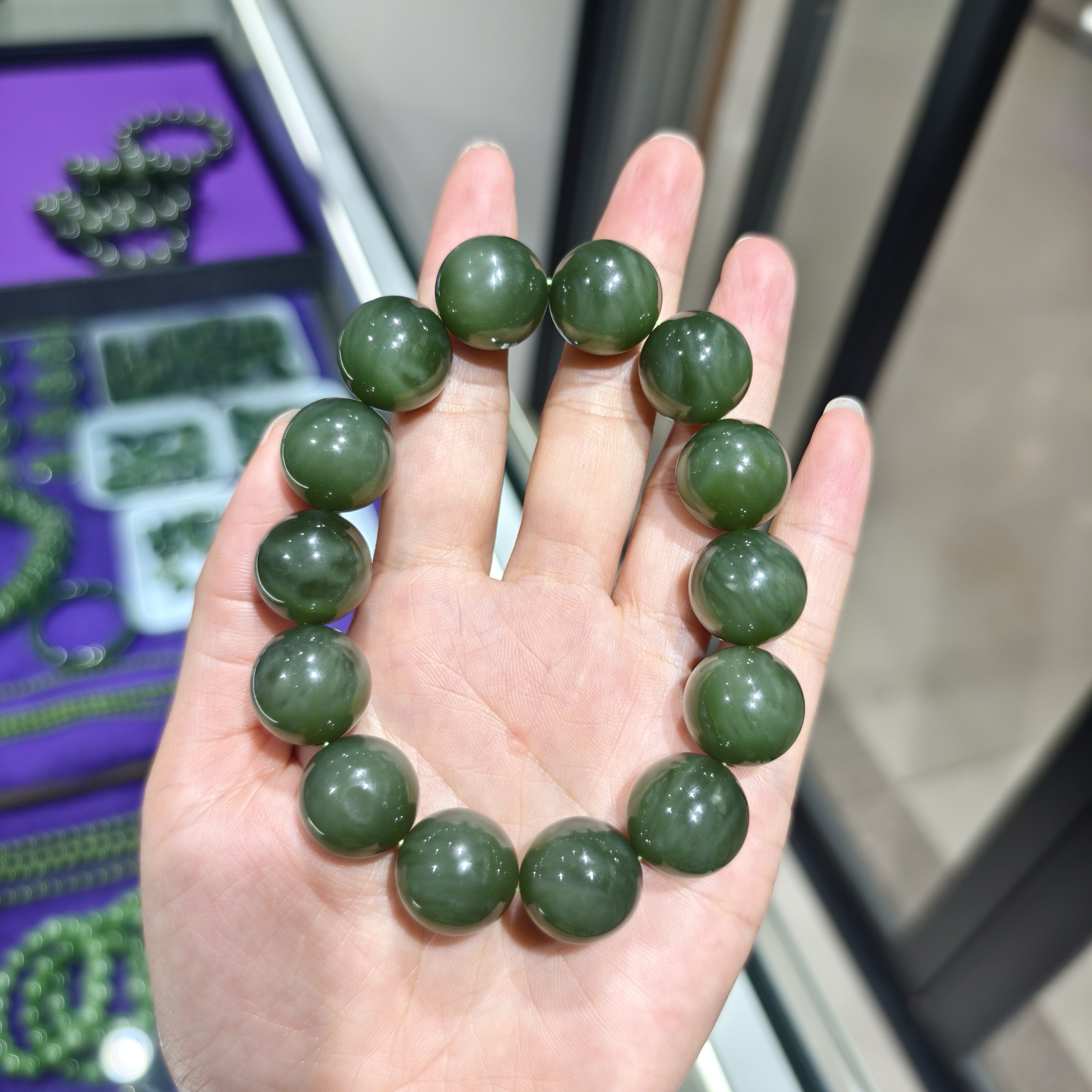 和田玉碧玉圆珠16mm