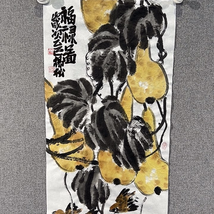 国画红袍画院手绘作品