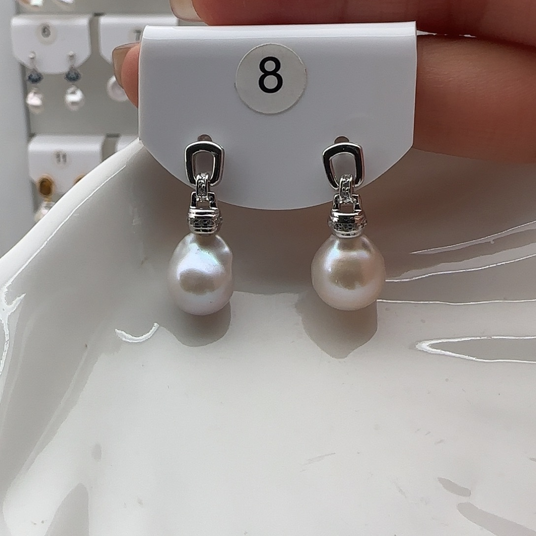 银S925镶嵌耳饰淡水珍珠