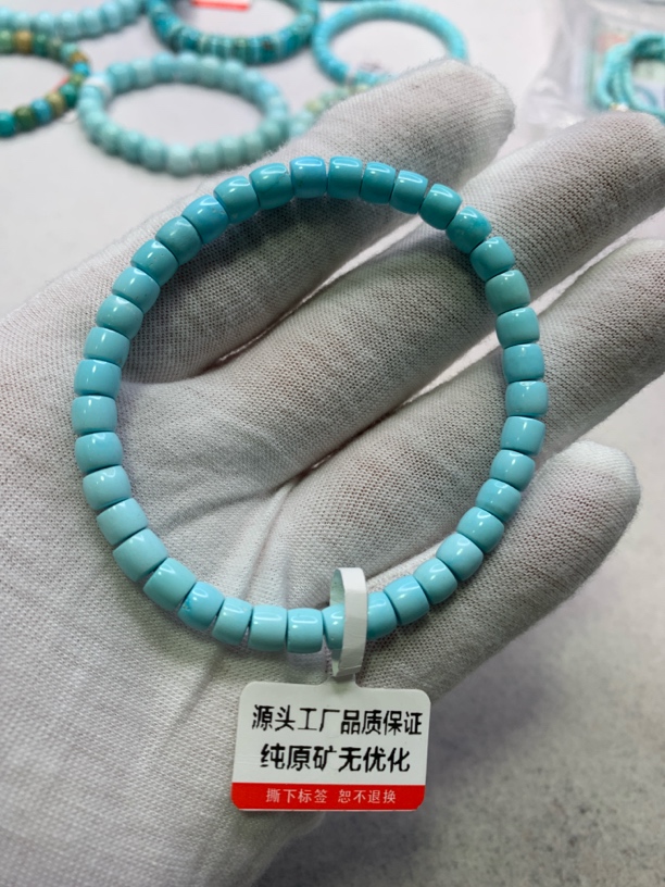 天然原矿绿松石直切单圈