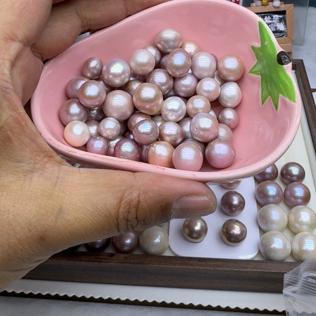 裸珠一颗淡水珍珠银S925镶嵌