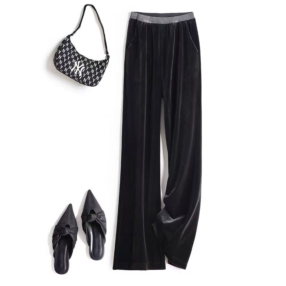 1512银丝腰裤子妈妈装高贵新款妈妈装洋气收腰过膝法式