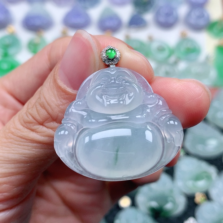 翡翠吊坠(不含链)18K金镶嵌