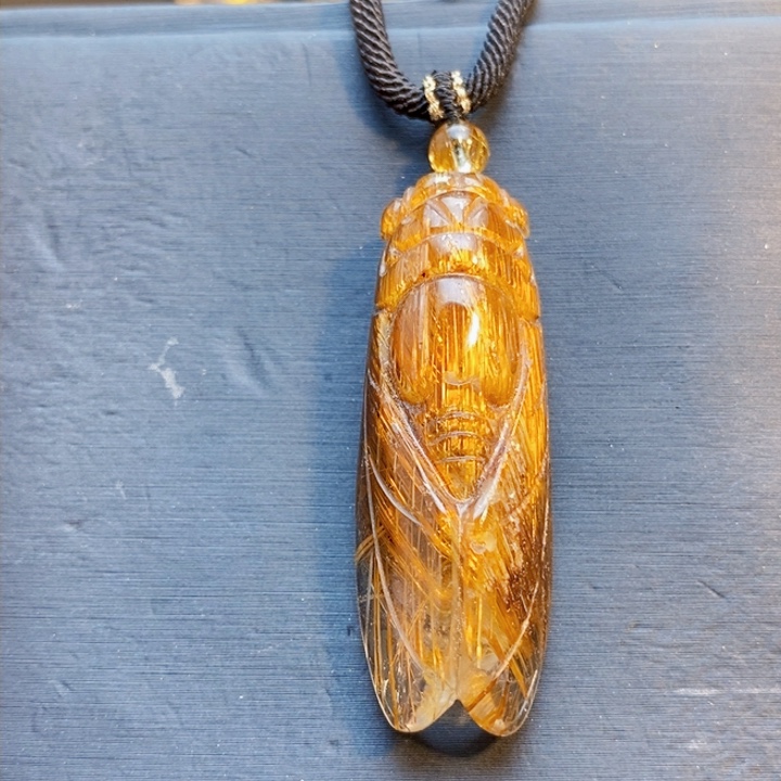 颈饰未镶嵌发晶天然铜顺发一鸣惊人金蝉吊坠