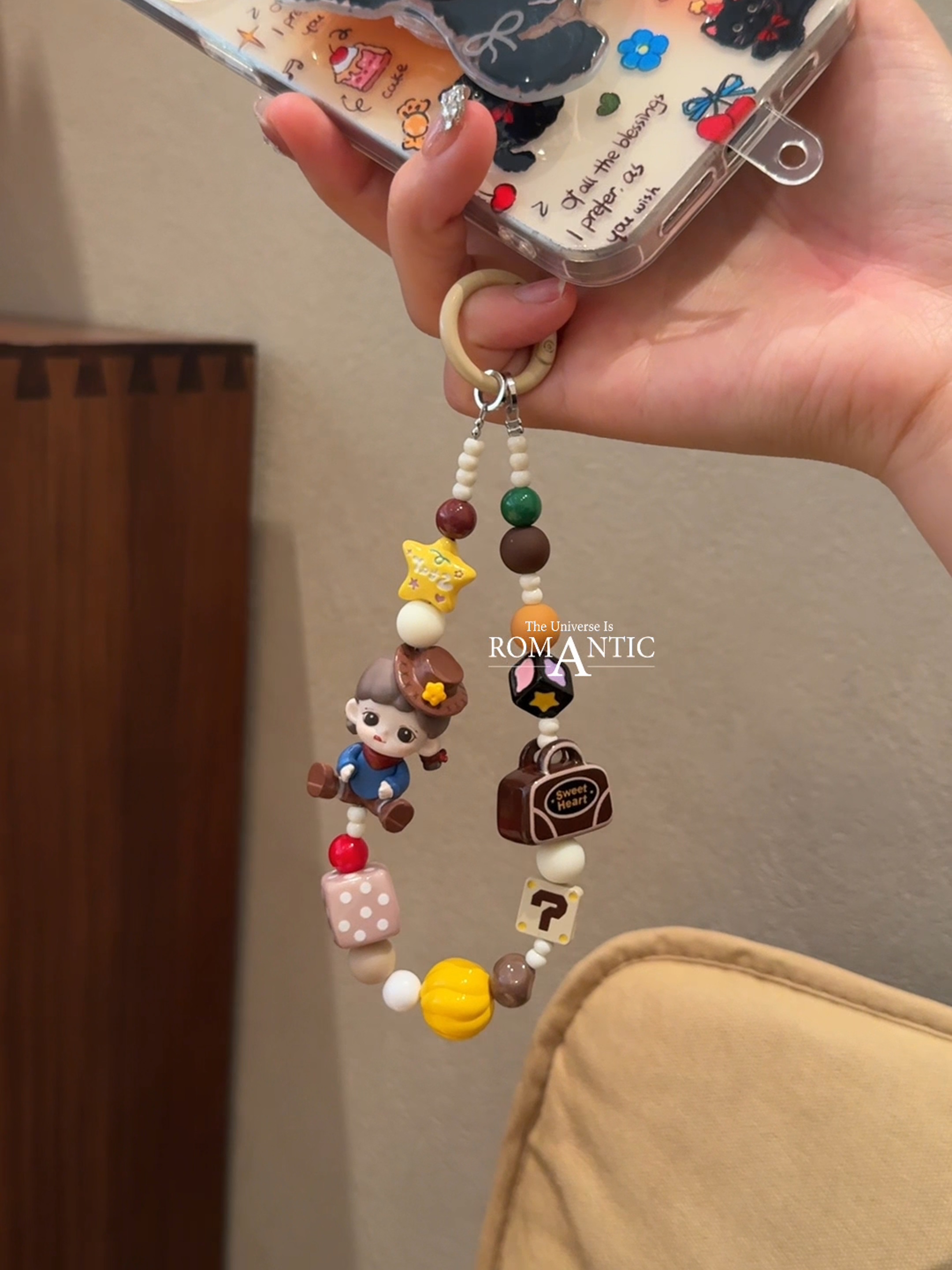 【NZMM】可爱DIY手机壳挂链卡通ins手机链少女钥匙扣